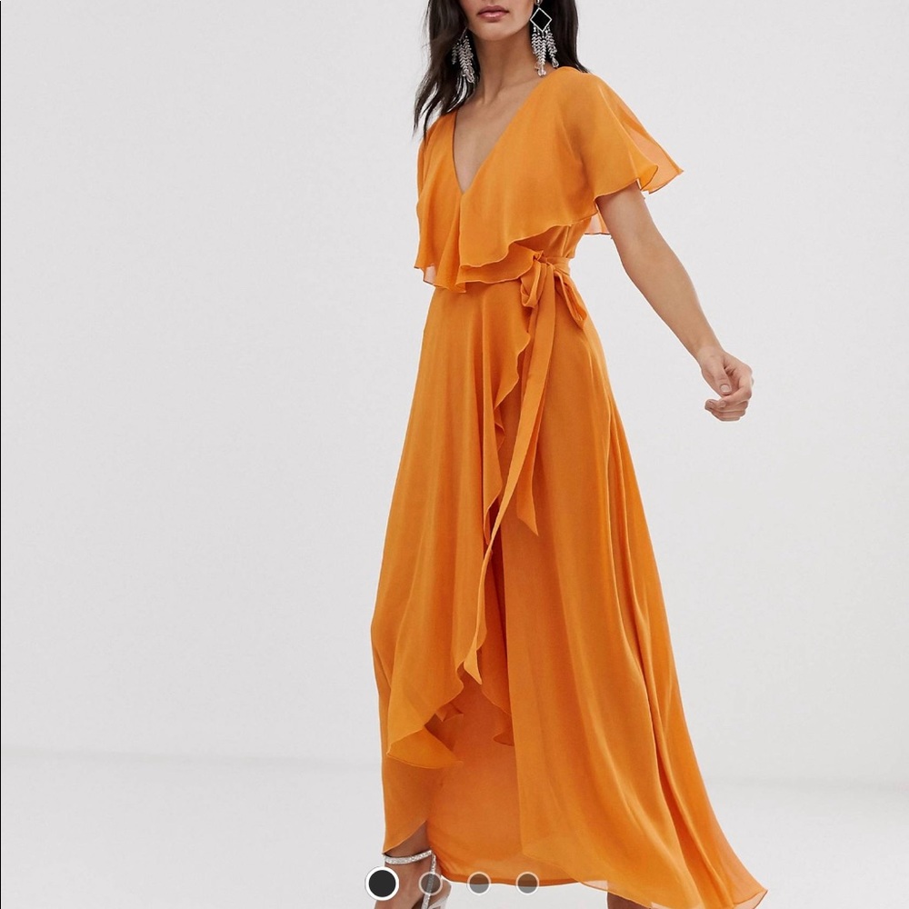 ASOS Apricot Chiffon Maxi Wrap Dress